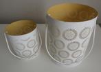 2 witte windlichten met leuk motief, Ophalen, Kunststof, Gebruikt, Wit