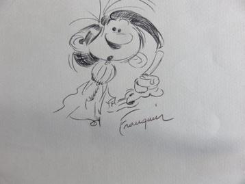 Gaston Lagaffe. Dessin au stylo bille signé Franquin