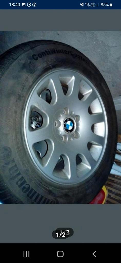 Alu velgen + continental winter contact BMW e38 7 serie, Auto-onderdelen, Banden en Velgen, Band(en), Winterbanden, 16 inch, Ophalen