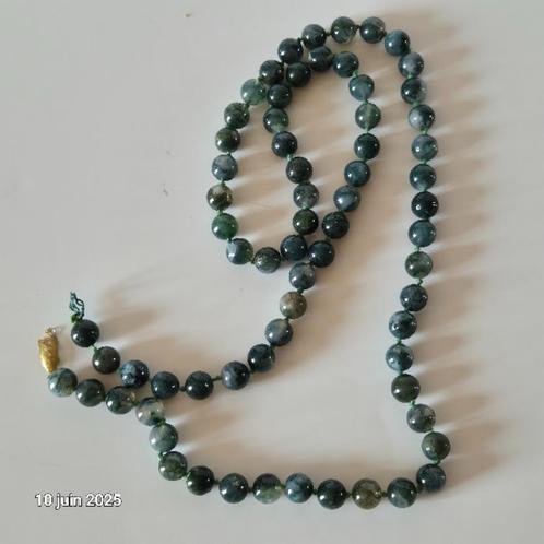 Grote kralenketting van malachietsteen, natuursteen, Handtassen en Accessoires, Kettingen, Zo goed als nieuw, Steen of Mineraal