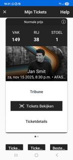 2 tickets Jan Smit, Tickets en Kaartjes, Twee personen, November