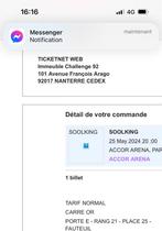 2 ticket pour SOOLKING le 25mai a 20h a l’accor. ARENA PARIS, Tickets & Billets, Deux personnes, Autres, Autres types