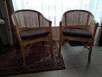 Te koop : Twee rieten stoeltjes met kussens., Ophalen of Verzenden