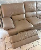 Lederen 3-zit zetel met relaxfunctie – taupe, Huis en Inrichting, Ophalen, Gebruikt