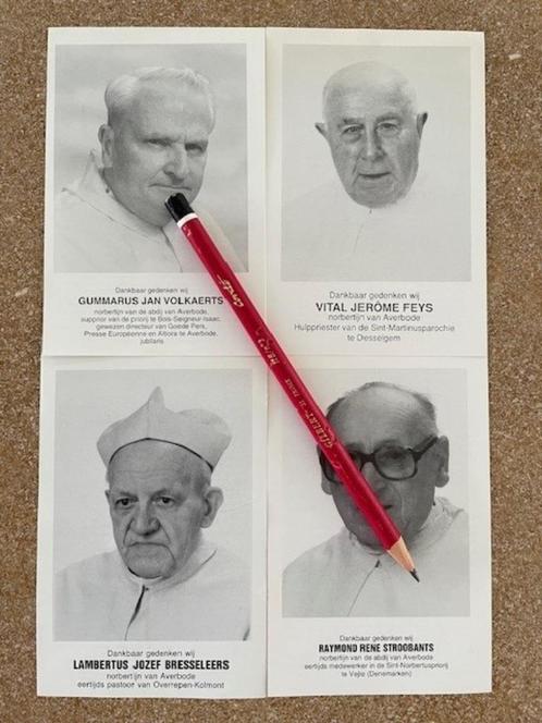 4 BIDPRENTJES NORBERTIJN PATERS VAN ABDIJ AVERBODE, Verzamelen, Bidprentjes en Rouwkaarten, Bidprentje, Ophalen of Verzenden