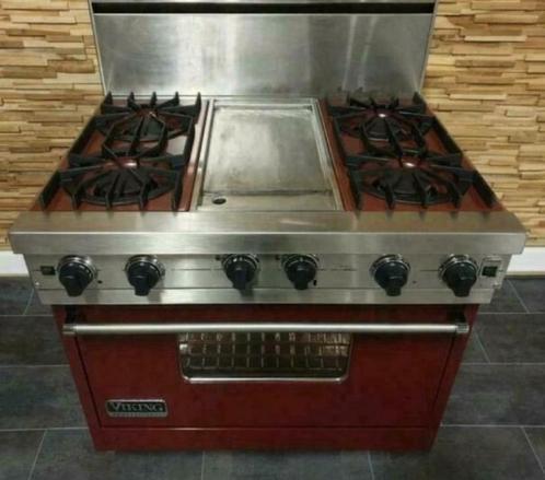 🔥 Cuisinière Viking de luxe 90 cm, four à gaz rouge à 4 brû, Electroménager, Cuisinières, Comme neuf, Autoportant, 5 zones de cuisson ou plus
