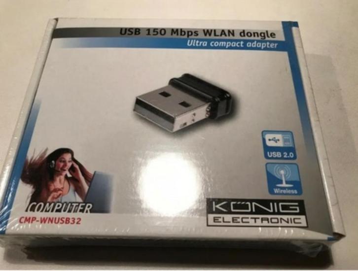 KÖNIG USB 150Mbps WLAN Dongle CMP-WNUSB32 Adapter -Totale, Computers en Software, WiFi-versterkers, Nieuw, Ophalen of Verzenden