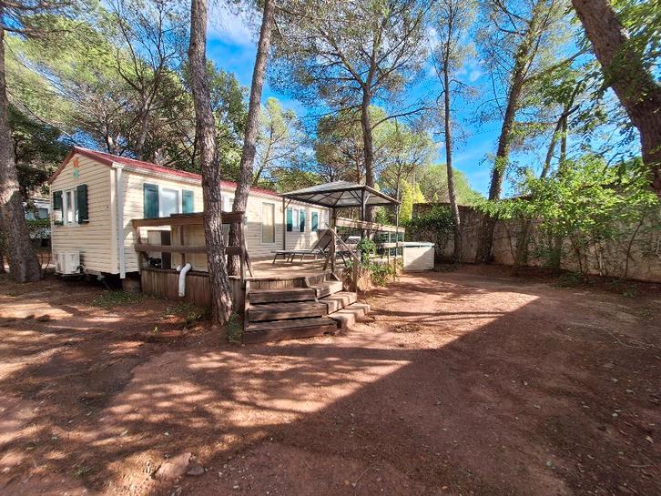 Stacaravan te huur op camping La Baume te Fréjus, Vakantie, Campings, Overige, In bos, Airconditioning, Speeltuin, Tv, Wasmachine