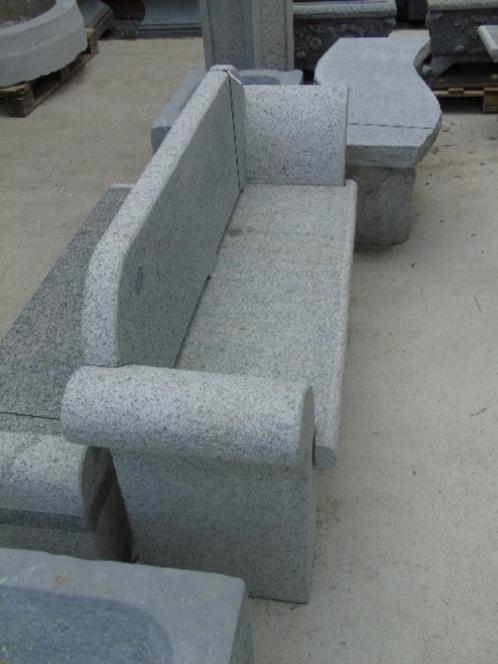 grijze granietstenen tuinbank met rugleuning, Tuin en Terras, Tuinmeubel-accessoires, Nieuw, Ophalen