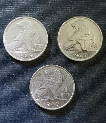 1 frank 1939-'40 type Wynants (voll. reeks) - Leopold III beschikbaar voor biedingen