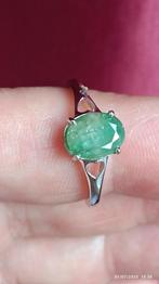 Sterling zilveren ring met natuurlijke smaragd, Ophalen of Verzenden, Nieuw, Zilver, Zilver