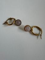 Goudkleurige oorhangers met labradoriet steentjes, Overige materialen, Ophalen of Verzenden, Met edelsteen, Goud