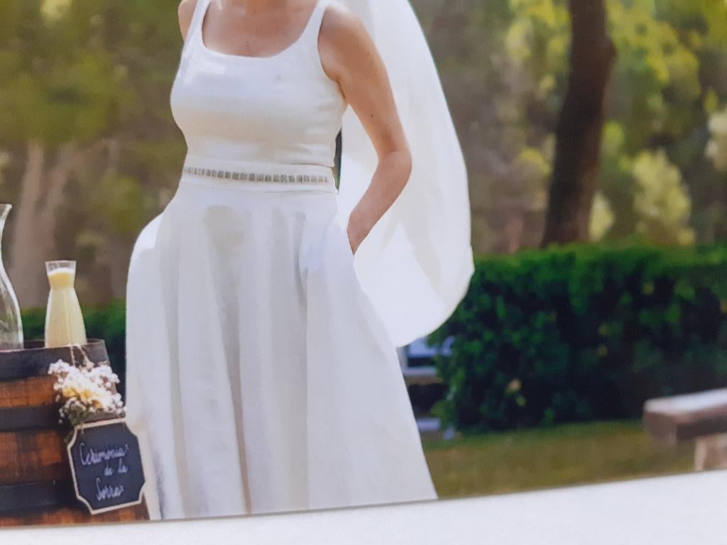 Charmante witte bruidsjurk met lange rok, Kleding | Dames, Ophalen, Zo goed als nieuw, Wit, Trouwjurk