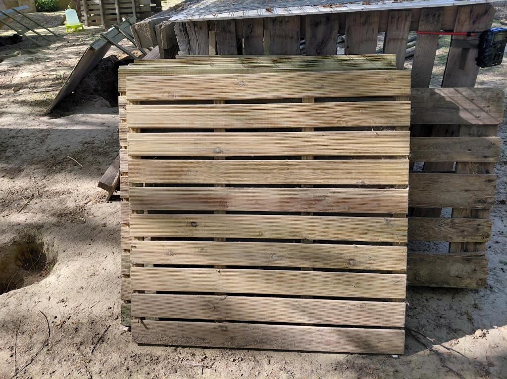 5 houten panelen en 5 palen, Tuin en Terras, Ophalen, Zo goed als nieuw, Hout, Overige typen