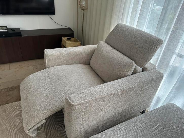 Juntoo Monza E + zetel 1 zit Stof Almond, Huis en Inrichting, Zetels | Zetels en Chaises Longues, Zo goed als nieuw, Stof, Ophalen