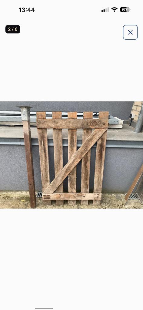 Barrière/portillon en bois, Jardin & Terrasse, Portes de jardin, Comme neuf, Portail battant, Bois, 100 à 150 cm, Moins de 100 cm