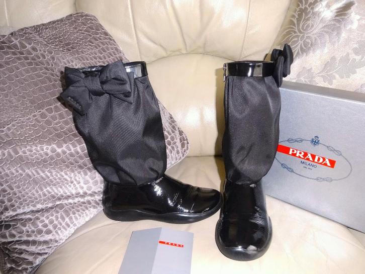 Prada leren laarzen 35 | designer boots, Kinderen en Baby's, Kinderkleding | Schoenen en Sokken, Zo goed als nieuw, Laarzen, Meisje