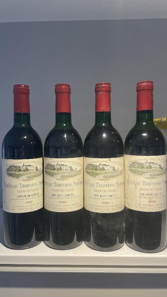 Set van 4X TROPLONG MONDOT 1986 en Grand Cru-uitgave, Verzamelen, Ophalen of Verzenden