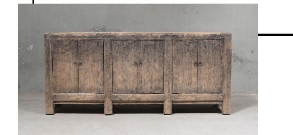 Dressoir 229 cm antiek Elm houten exclusief Uniek item., Dressoir 229 cm antiek Elm houten exclusief Uniek item., Met deur(en)