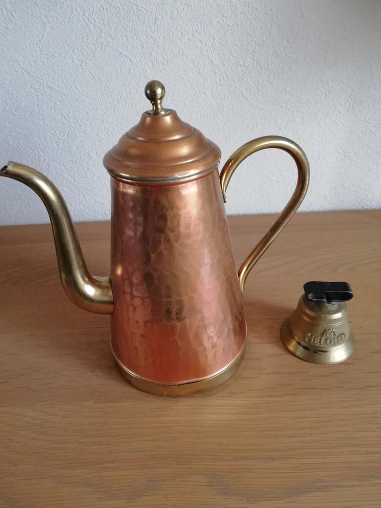 koperen koffiekan en bel, Antiek en Kunst, Ophalen, Koper