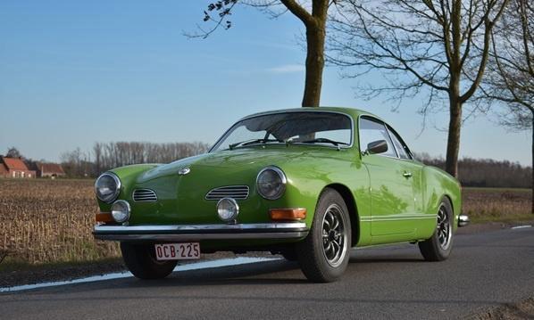 Karmann ghia, Autos, Oldtimers & Ancêtres, Particulier, Volkswagen, Essence, Coupé, 2 portes, Boîte manuelle, Vert, Noir, Cuir synthéthique