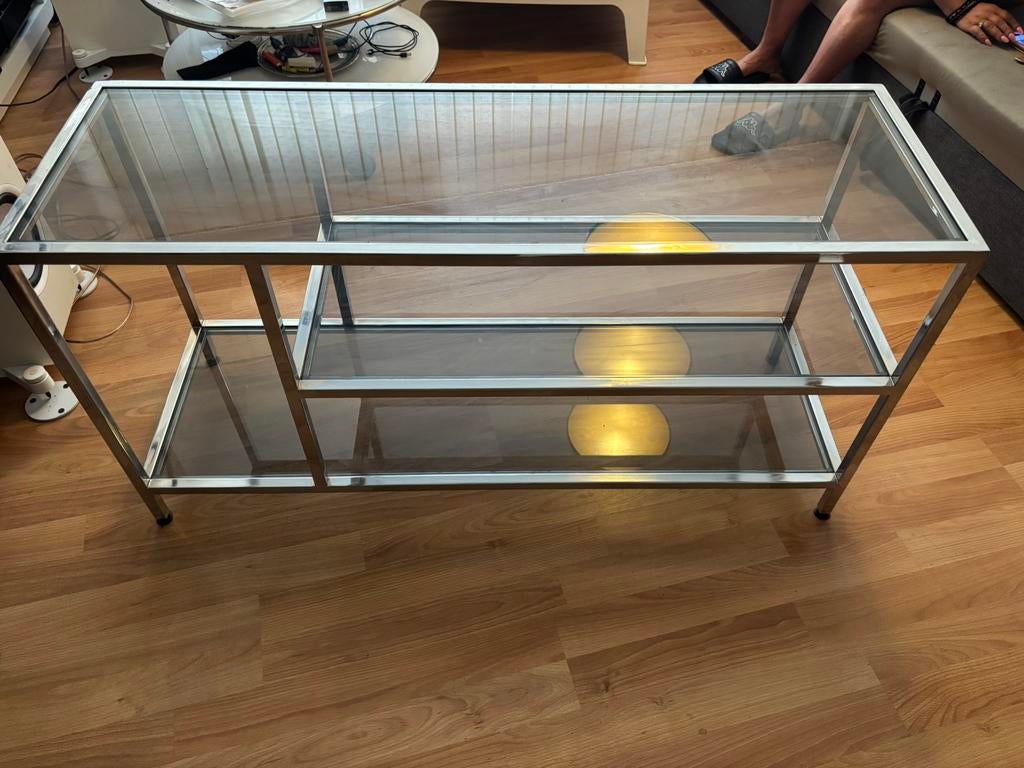 Étagère en métal chromé et verre en parfait état (design), Maison & Meubles, Enlèvement, Verre