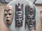 3 maskers, Antiek en Kunst, Ophalen, Hout, Masker, 20 - 50 cm