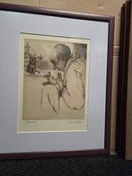 G. Langie: 'Gedicht', ets, Gentse kunstenaar, Enlèvement ou Envoi