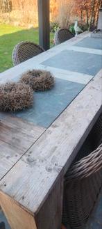 Tuinstel steigerhout inclusief 6 zware wicker zetels stoelen, Tuin en Terras, Tuintafels, Ophalen, Wicker