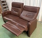 Bruine lederen 2zitsbank elektrisch verstelbaar, Ophalen, Leer