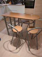 Table bar de cuisine avec 3 tabourets pliables, Enlèvement, Utilisé, Y compris les chaises de bar