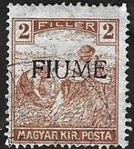 1 Postzegel Fiume 1918 Maaiers, met opdruk, Ophalen of Verzenden, Gestempeld