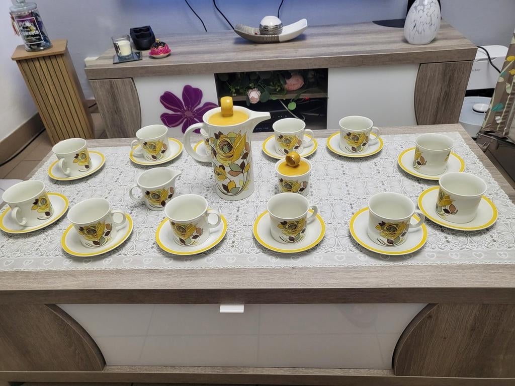 Service a dîner +café  Pontesa vintage 60-70S 12 personnes, Ophalen