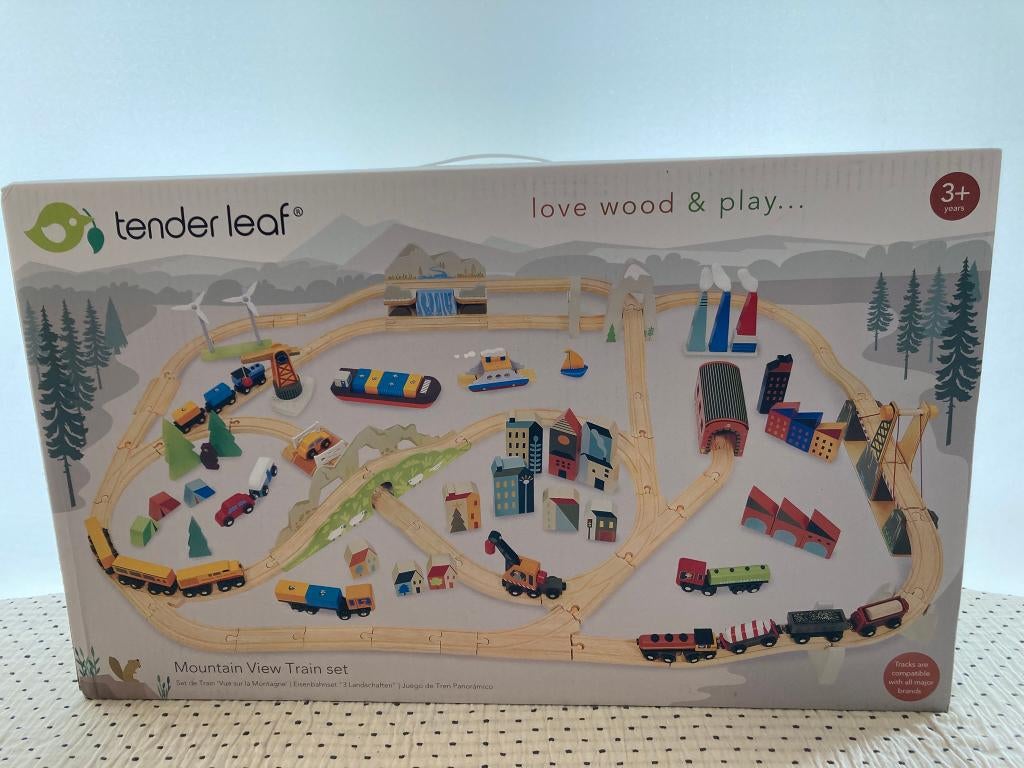 Grand circuit de train en bois Tender leaf neuf, Kinderen en Baby's, Speelgoed | Racebanen, Nieuw, Racebaan, Handmatig, Overige merken