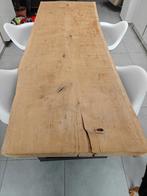 Massieve eiken boomstamtafel – uniek – industriële look, Comme neuf, Enlèvement, Chêne, Rectangulaire