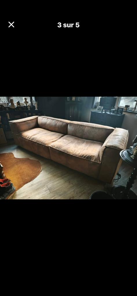 Super canapé aspect :cuir vielli ..impeccable, Maison & Meubles, Canapés | Coins salons complets, Enlèvement, Comme neuf, Cuir