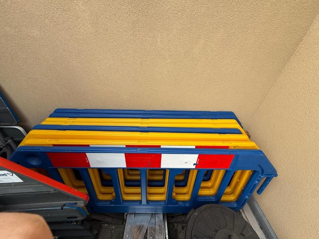 Clôture de chantier ' jaune/bleu - 1000 x 2000 mm, Enlèvement, Utilisé
