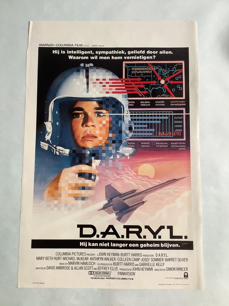 D.A.R.Y.L.  Filmposter   36-54 cm, Ophalen of Verzenden, Zo goed als nieuw