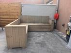 Loungebank met opbergruimte volledig in het hout., Ophalen, Zo goed als nieuw