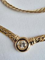 Massieve gouden ketting met diamant 0,26kt, Enlèvement ou Envoi, Or, Comme neuf, Or