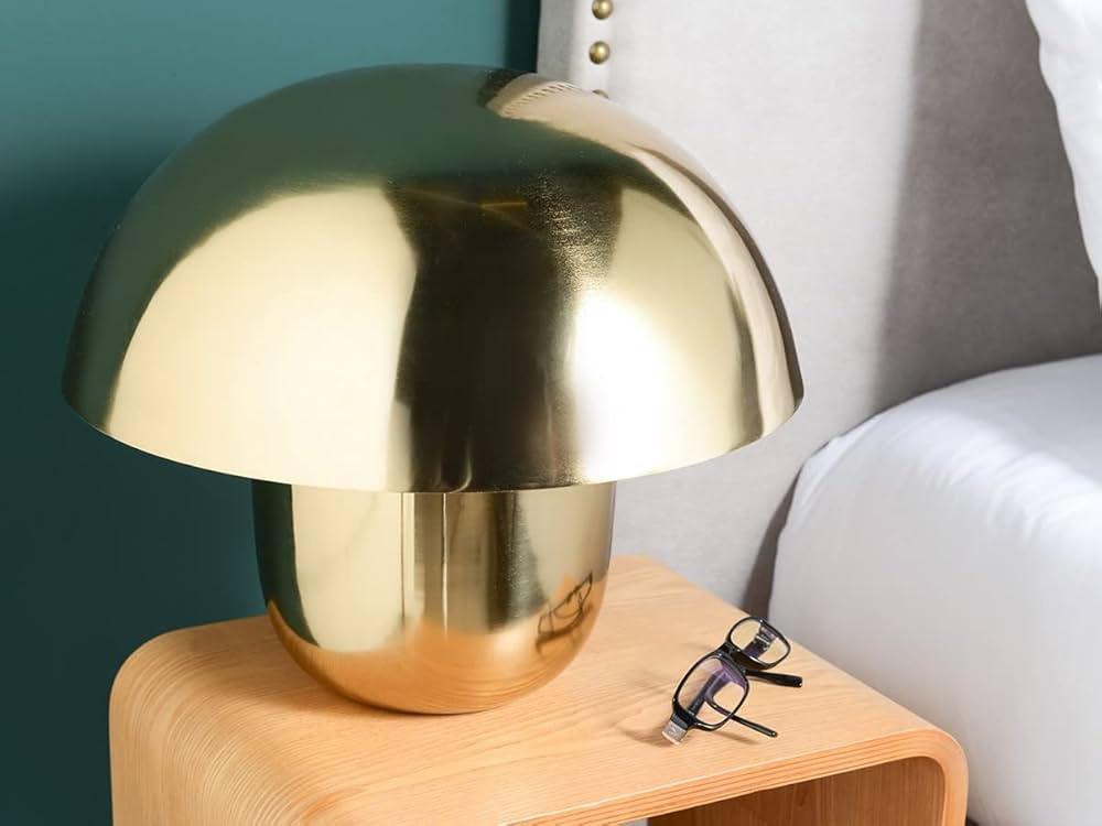 Lampe design dorée style champignon – métal – lampe déco, Enlèvement, Métal