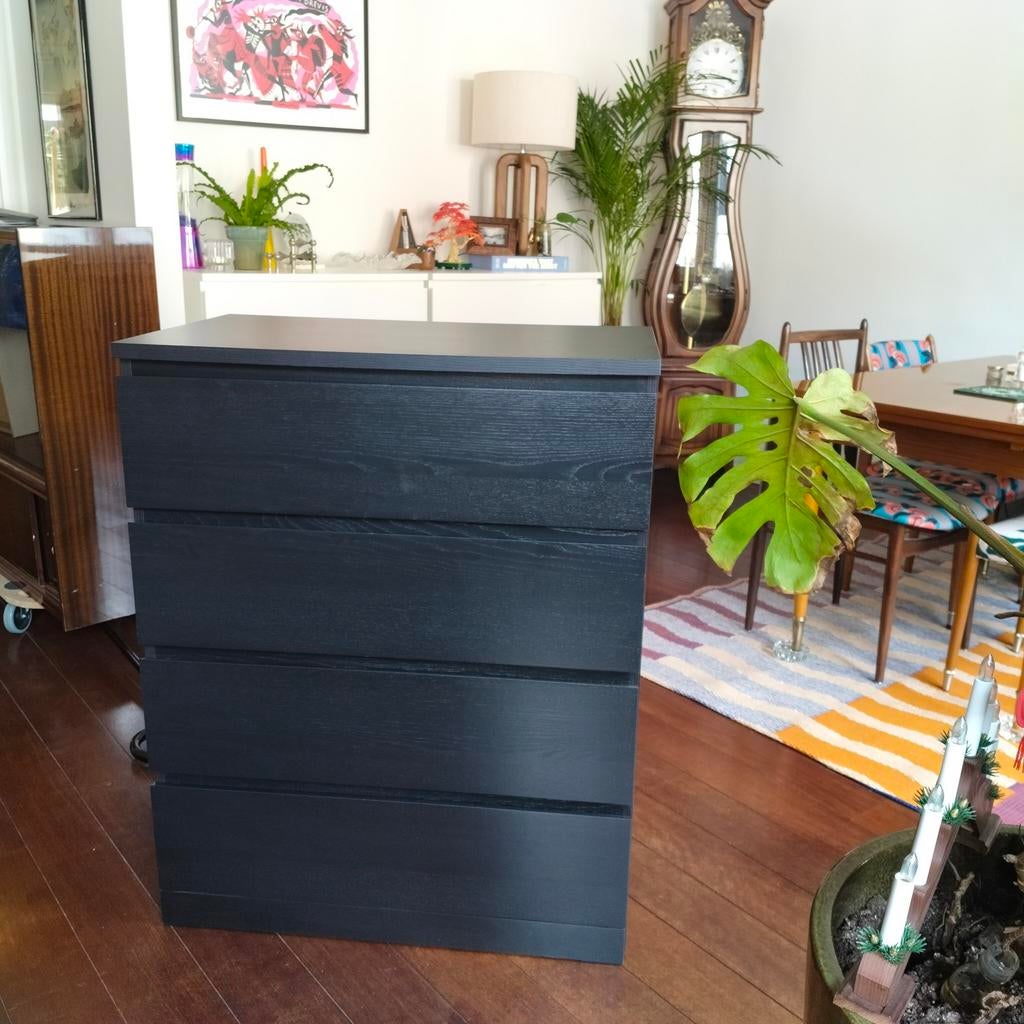 Commode 4 tiroir noire Ikea, 3 ou 4 tiroirs, Enlèvement