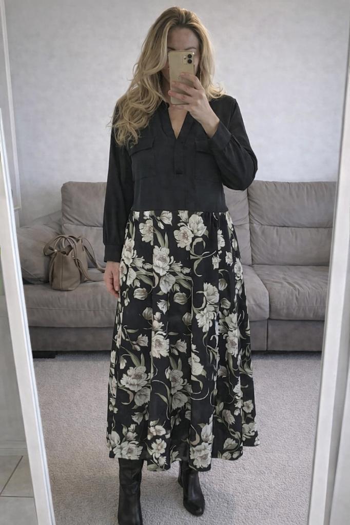 Lange jurk K-Design xxl, Kleding | Dames, Jurken, Zo goed als nieuw, Maat 46/48 (XL) of groter, Zwart, Onder de knie, Ophalen of Verzenden