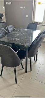 Table à manger qui s’allonge effet marbre + 6 chaises –, Enlèvement, Comme neuf