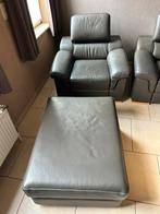 Lederen salon 1+1+3 plus poef, Huis en Inrichting, Ophalen, Zo goed als nieuw, Leer