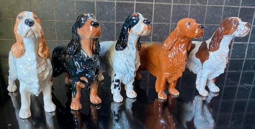 5 unieke cocker spaniel beeldjes in  porcelain, Verzamelen, Dierenverzamelingen, Ophalen of Verzenden