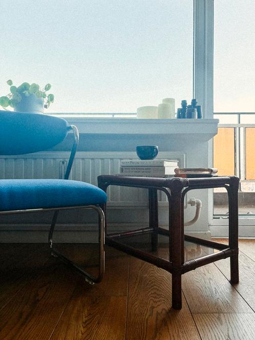 Rotan koffietafel met glasplaat, Huis en Inrichting, Tafels | Salontafels, Zo goed als nieuw, Ophalen