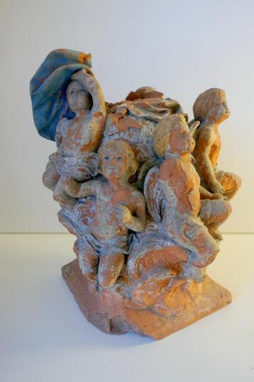 4 Terracotta engelen, antiek beschikbaar voor biedingen