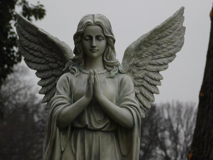 Grote biddende Engel - hand beschilderd - polystone, Antiek en Kunst, Kunst | Beelden en Houtsnijwerken, Ophalen of Verzenden