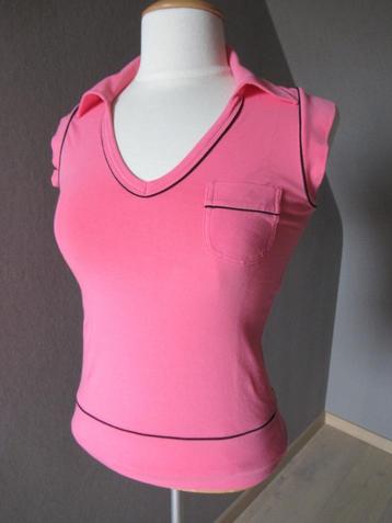 Nieuwe roze InWear top met zwarte biesjes, mt Medium beschikbaar voor biedingen